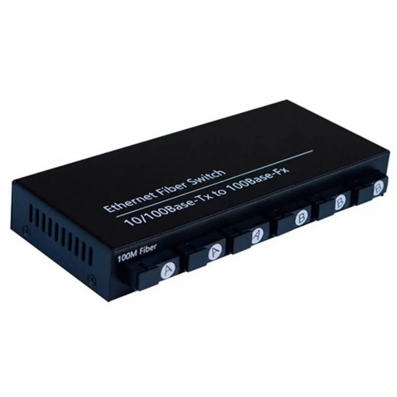 Media Converter 10/100M 6 Port FO 2 Port LAN Ethernet Fiber Switch Optical Media Converter 2 RJ45 Dengan EU Adapter