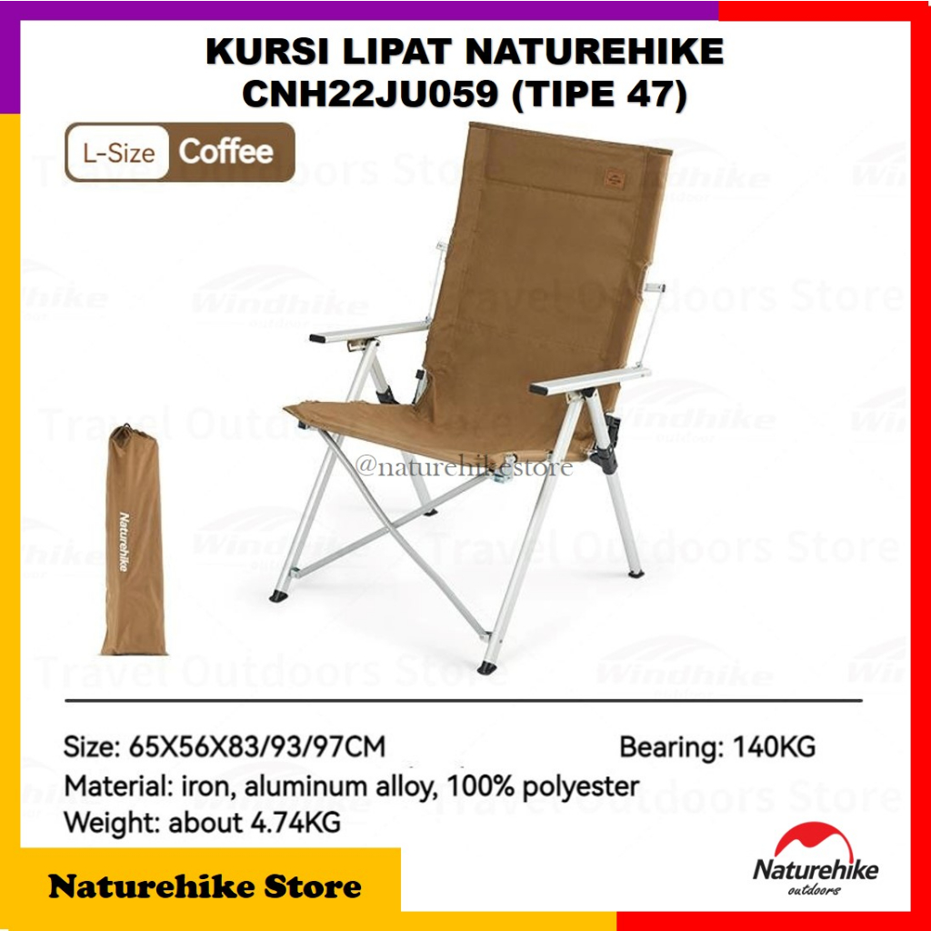 Kursi Lipat Naturehike CNH22JU059 Tipe 47 Chair Folding Camping Outdoor