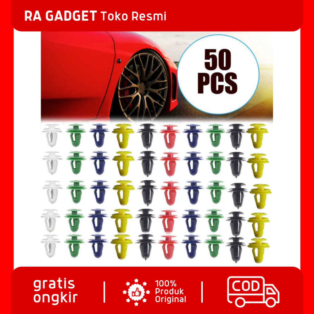 Klip Kancing Panel Pintu Mobil Baut Rivet Clip 50 PCS / Klip Kancing Paku Baud Rivet Ripet Clip Bemp