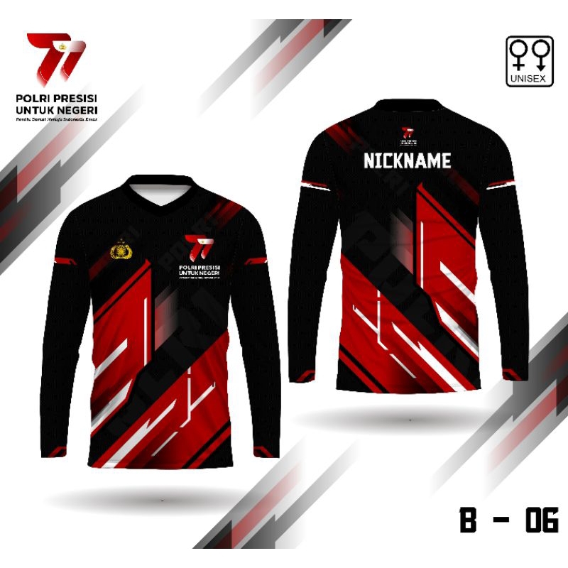 Jersey HUT POLRI KE 77 baju kaos tema dirgahayu BAYANGKARA ke77 lengan panjang
