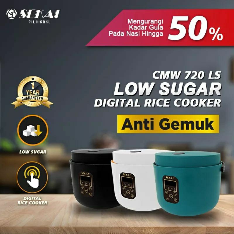 Rice Cooker LOW Carbo Digital Sekai 1.2 Liter