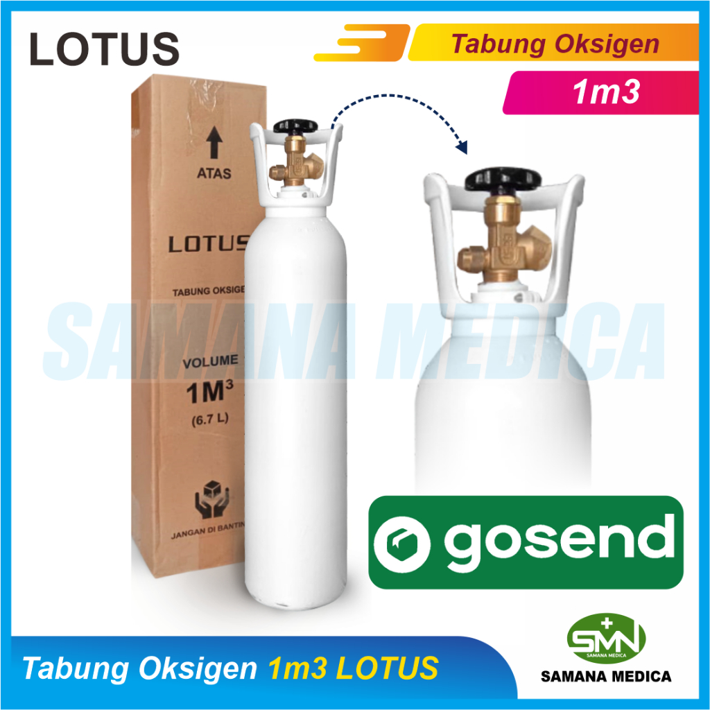 GOSEND ONLY - Tabung Oksigen LOTUS  Medis 1M3 isi Full Tanpa Troli - LOTUS Murah Promo
