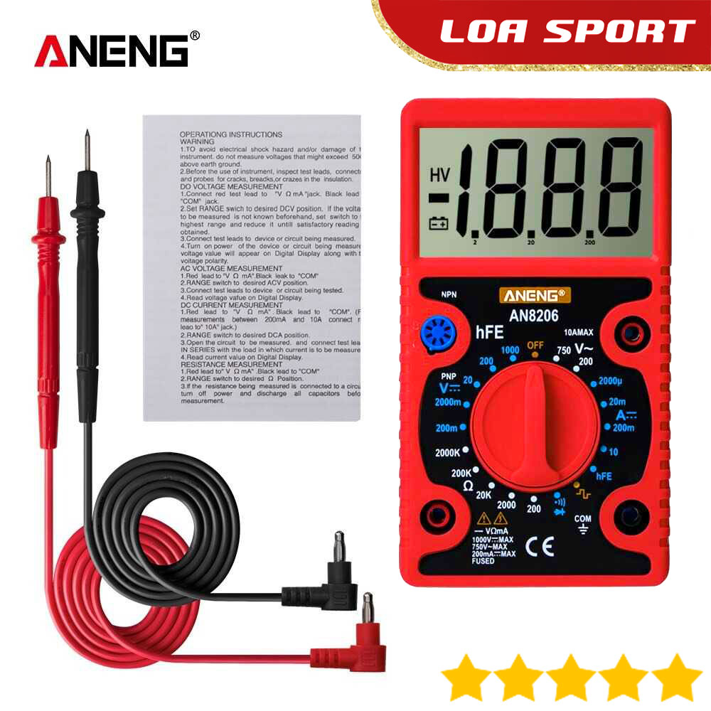 Multitester Digital Mini AC DC Multimeter Tester LCD Display AN8206