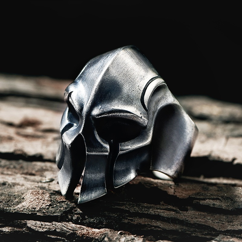 Cincin Pria Spartan / Cincin Pria Retro Desain Topeng Spartan Generasi Baru (Adjustable)
