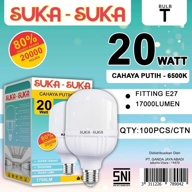LAMPU BOHLAM LED 20 WATT SUKA SUKA