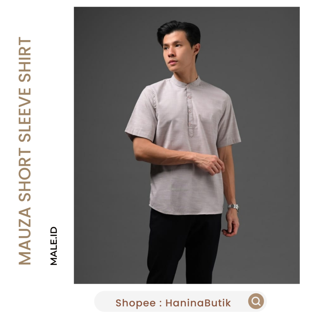 (𝗦𝗜𝗔𝗣 𝗞𝗜𝗥𝗜𝗠) MAUZA SHORT SLEEVE SHIRT CREAM SIZE M by MALE.ID | KEMEJA PRIA LENGAN PENDEK MALE.ID | 