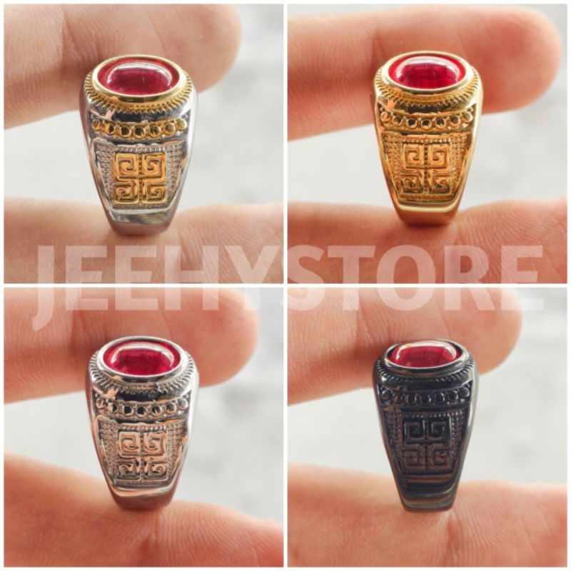 BATU AKIK SIAM + RING TITANIUM