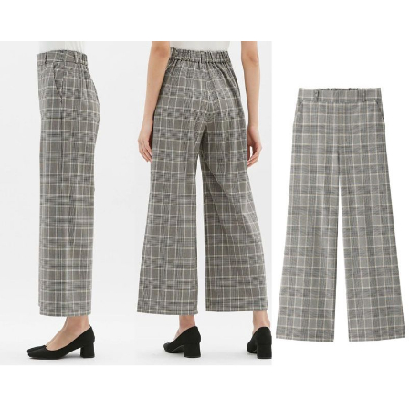 [PROMO] GU PLAID WIDE LEG PANTS