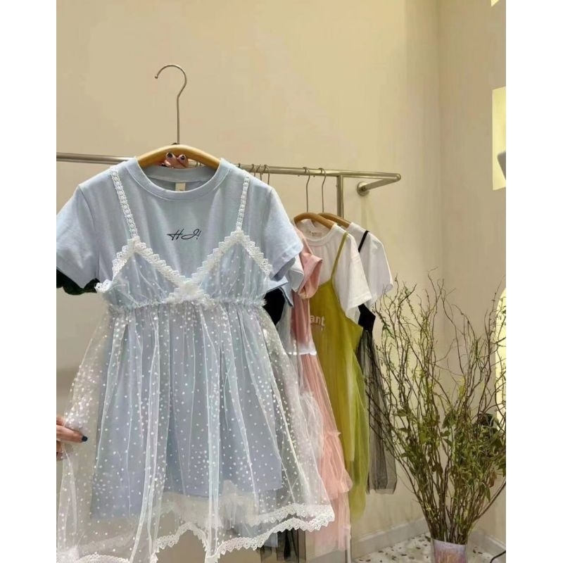 dress renda wrinkle dott