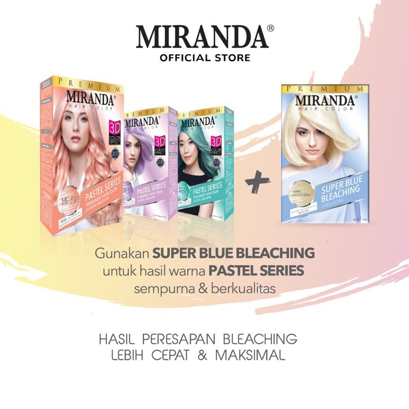 MIRANDA HAIR COLOR PASTEL SERIES - Super Bleaching | Taro Latte | Rose Gold | Turqoise Pewarna Rambu