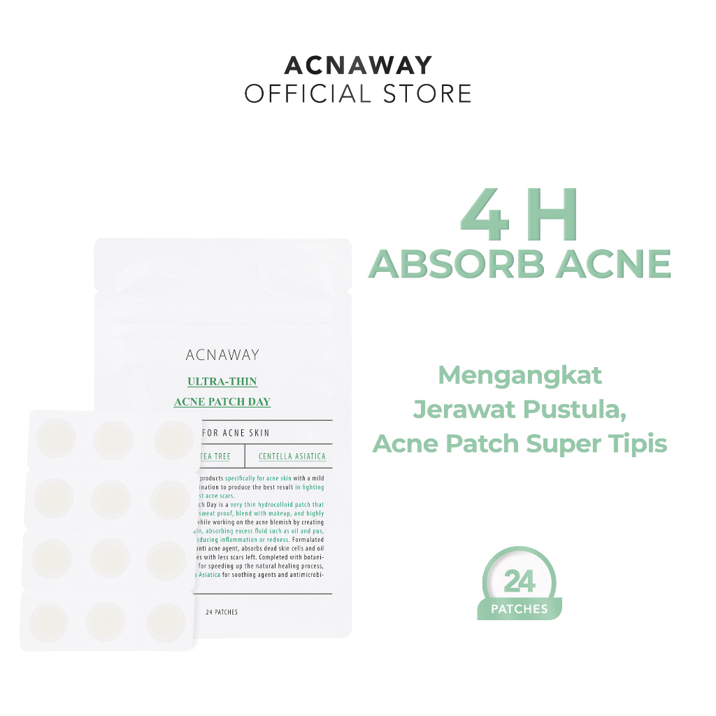 ACNAWAY Ultra Thin Acne Patch 24 pcs Acne Treatment Sticker Jerawat Super Tipis Penghilang Jerawat with Salicylic Acid Tea Tree