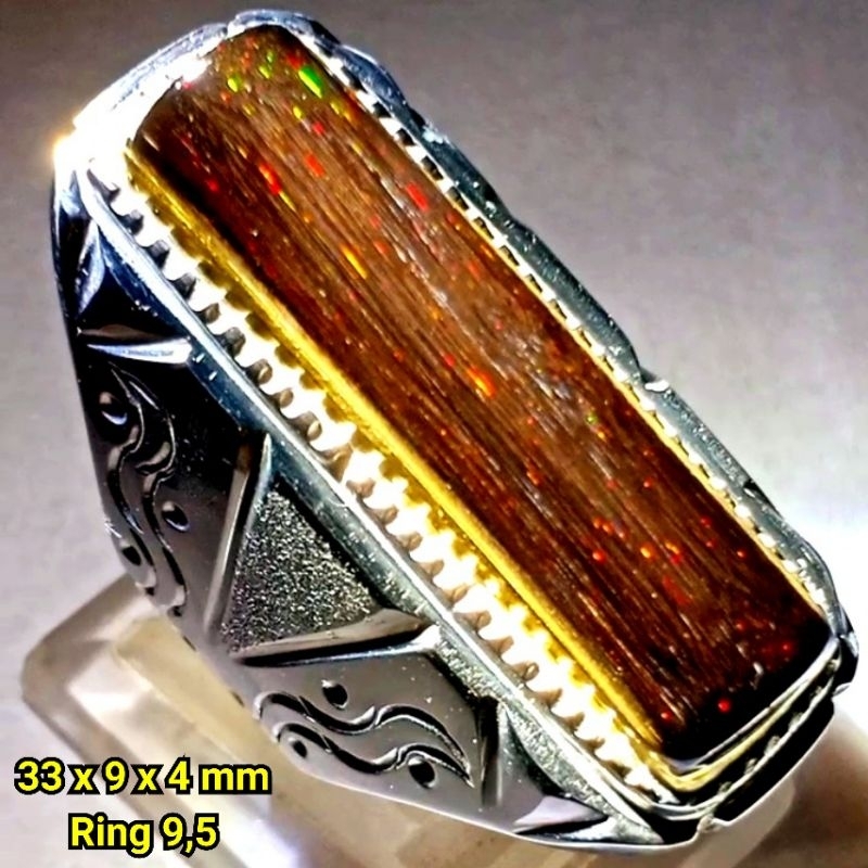 Kalimaya Black Opal Sempur Ruyung Banten..33x9x4 mm..Ring 9,5..