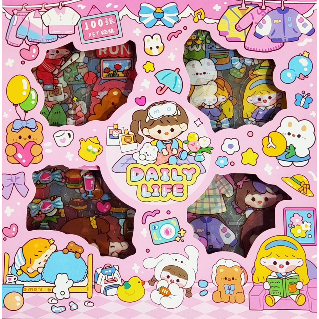 

COD - Sticker Waterproof Sticker Momo Ellie Stiker masu Korea Isi 100 Pcs Sticker Deco Aesthetic / Bujo /Scrapbook Momo Girl Sticker Tumbler / Binder / Case Hp / Diary / Diy/
