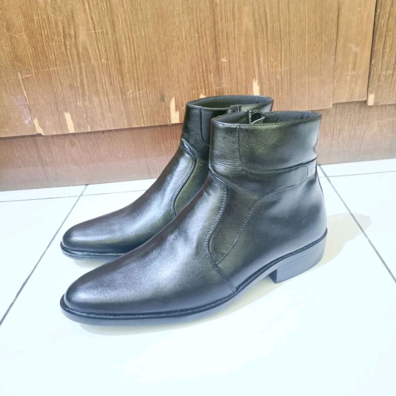 Sepatu pdh mingguan boot runcing (kulit dop) tapak tumit