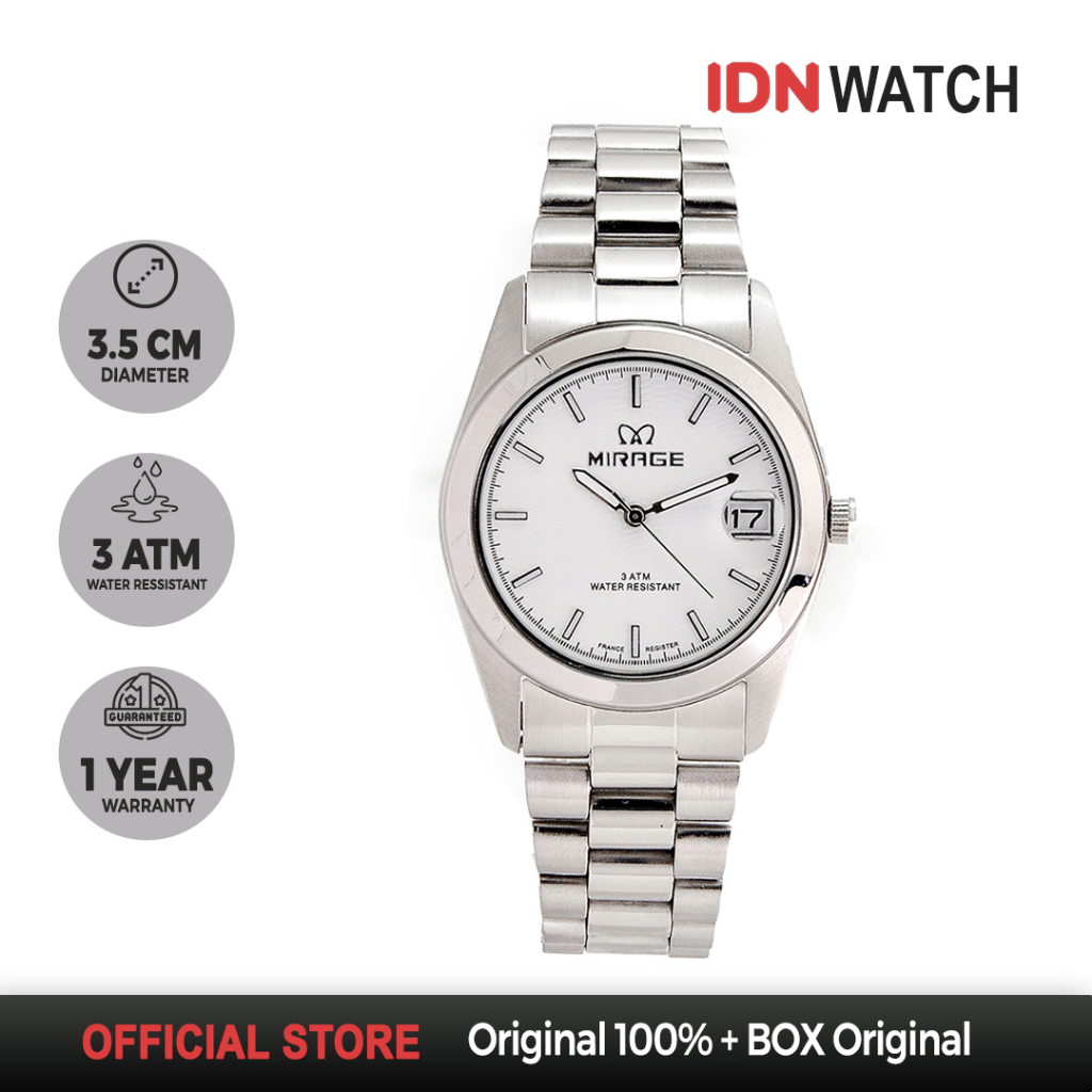 Jam Tangan Mirage Pria Premium Original TS195M Silver Garansi 1 Tahun