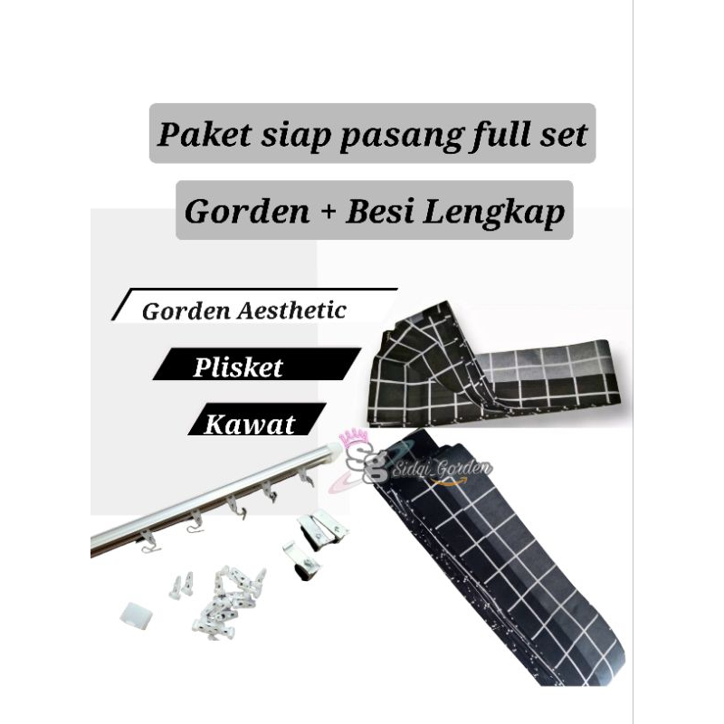 Gorden / Hordeng / Gorden Lengkap Siap Pasang / Gorden 1 Set Dengan Besinya / Tirai Jendela / Gorden