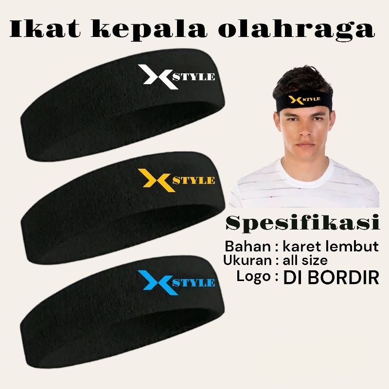 Headband Sport Hairband Olahraga Ikat Kepala Karet Elastis Bando Bandana Pria Wanita