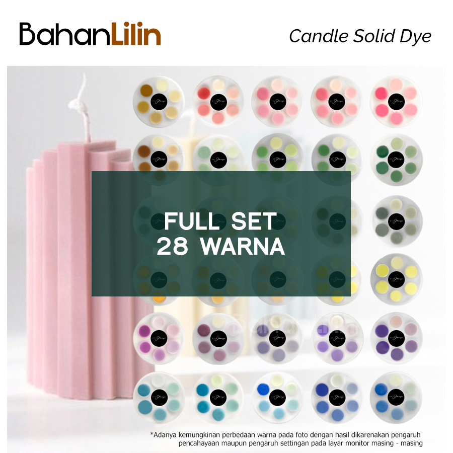 (Full set isi 28 warna) Elie Moise Chips Pewarna Lilin untuk soy wax - palm wax - paraffin wax