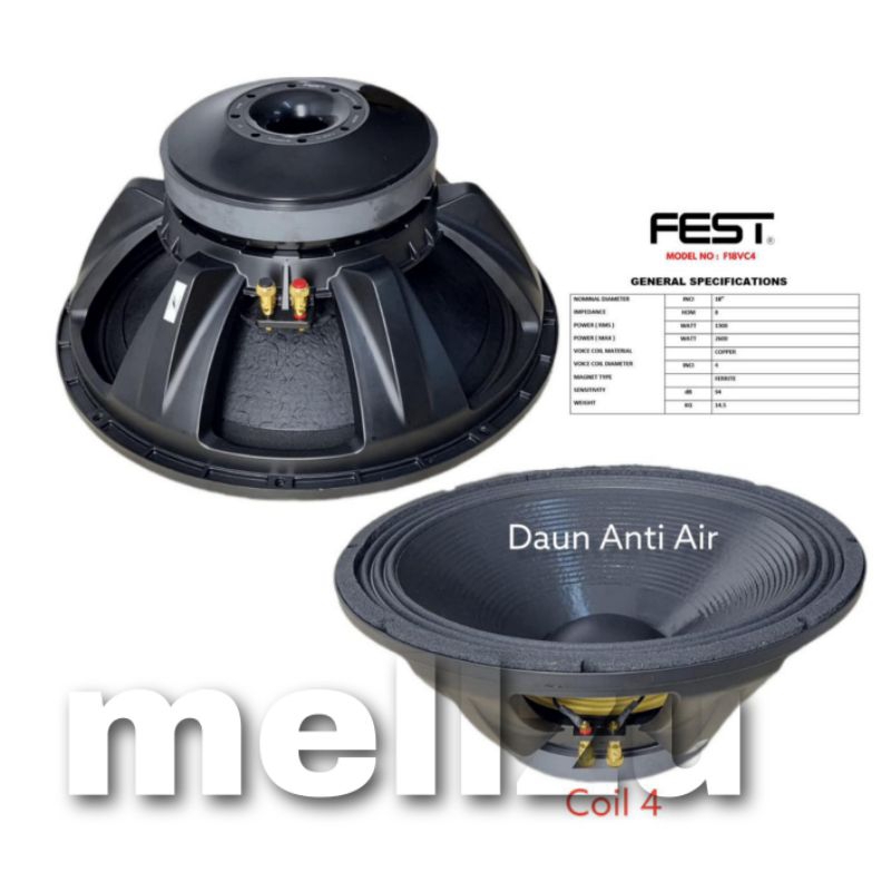 Speaker Component Fest F18 VC4 Original 18 inch FEST F18VC4 Komponent Speaker