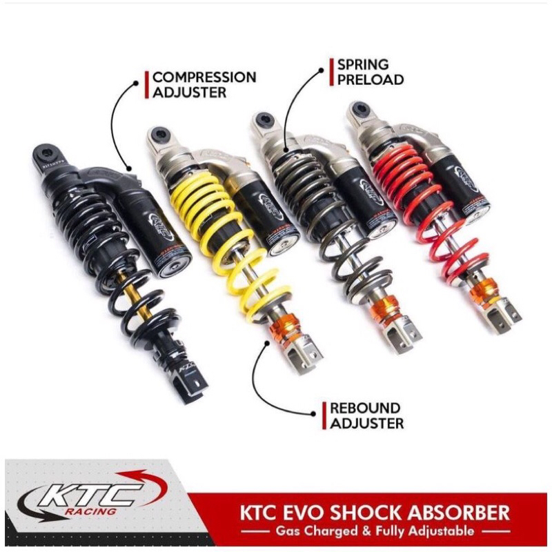 SHOCK BREAKER KTC RACING EVO ORIGINAL SINGLE SHOCK TABUNG ATAS SERIES MATIC 310MM 330MM 340MM DOUBLE KLIK DUMPER MIO XEON VARIO BEAT SCOOPY