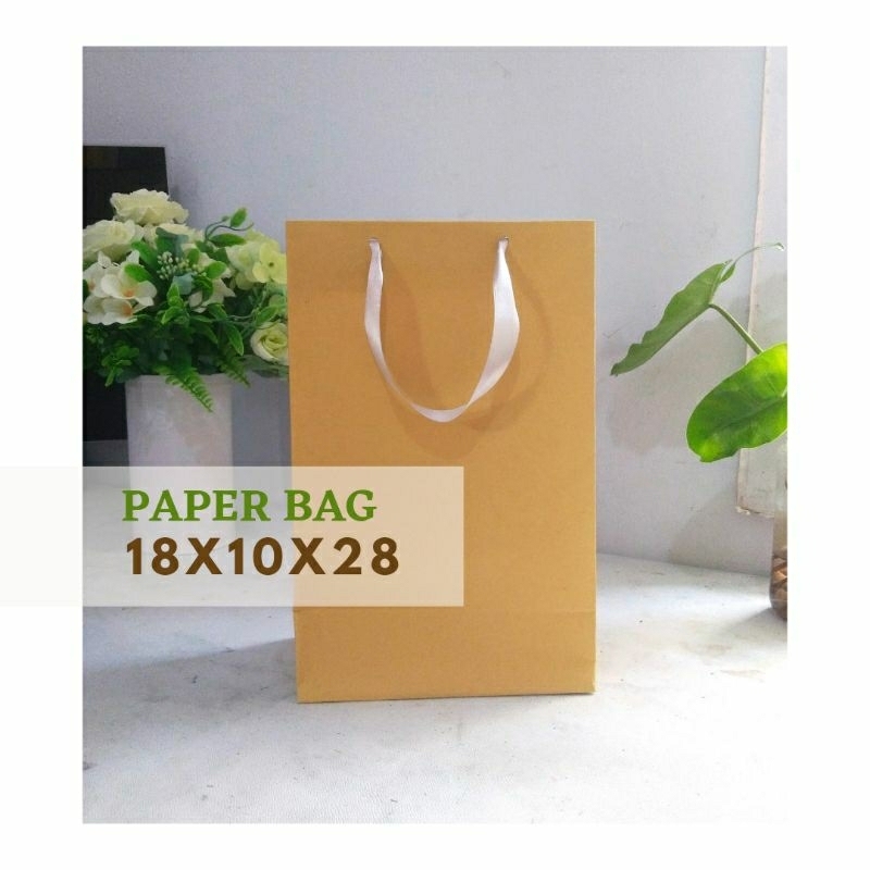 

PAPERBAG POLOS TALI PITA /TAS KERTAS POLOS 18X10X28