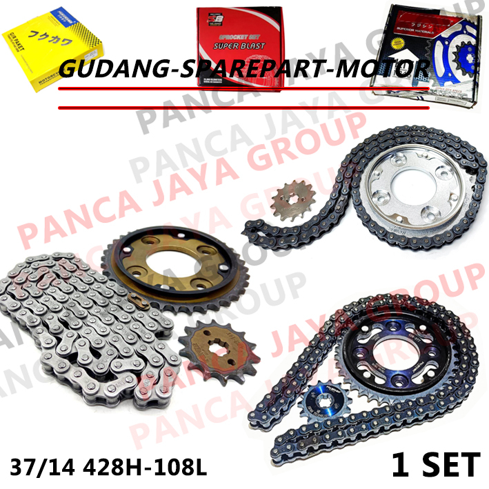 GEAR SET PAKET BAJA DEPAN BELAKANG RANTAI 37-14 KHARISMA KARISMA KIRANA 125 D SUPRA X 125 LAMA OLD K