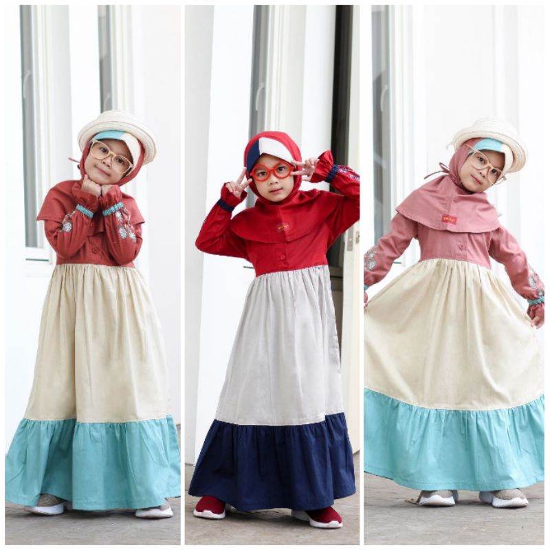 (PART 2) Baju muslim anak perempuan model gamis/abaya rumah dannis collection JAPL0402 | 0402