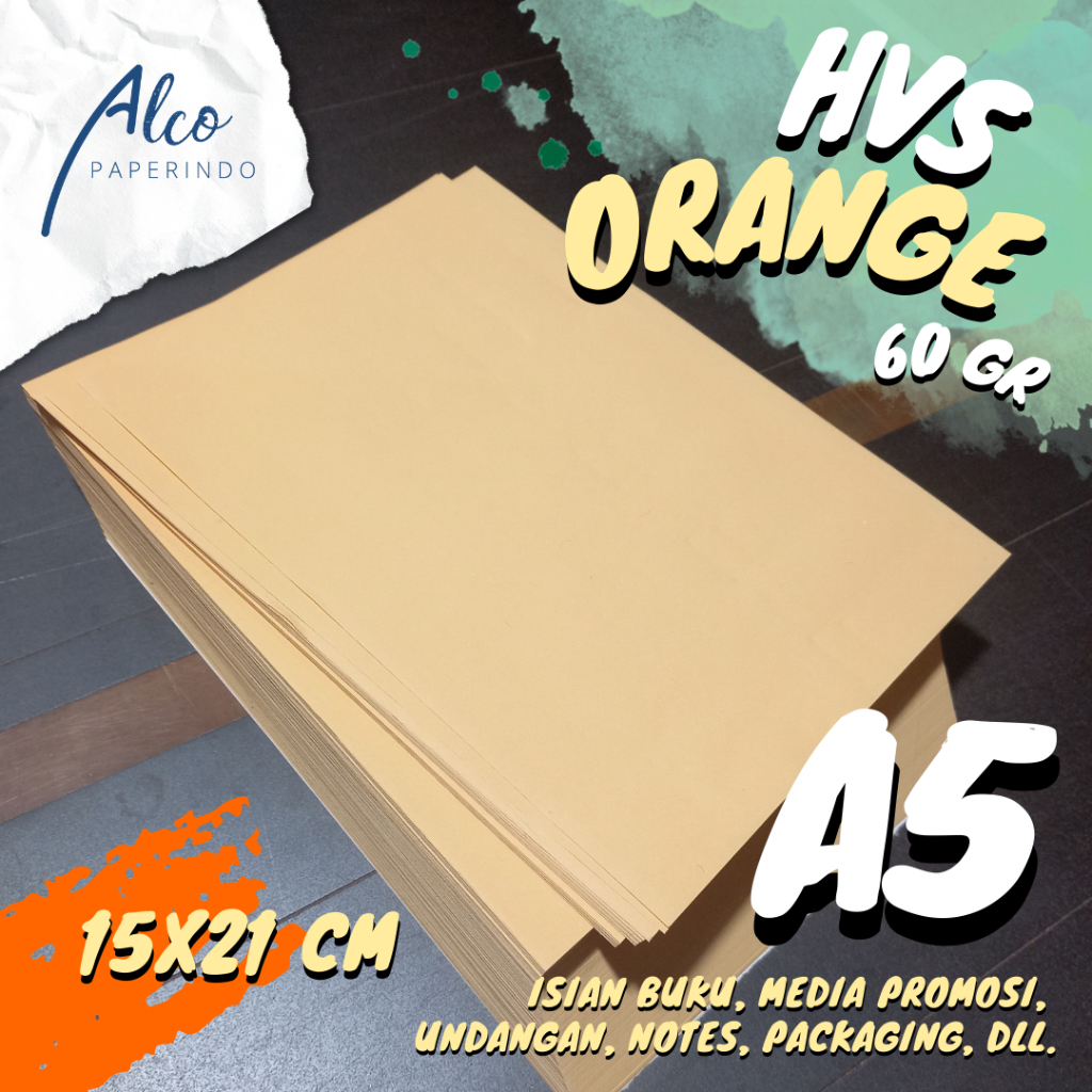 

HVS Orange 60gr ukuran A5 15x21