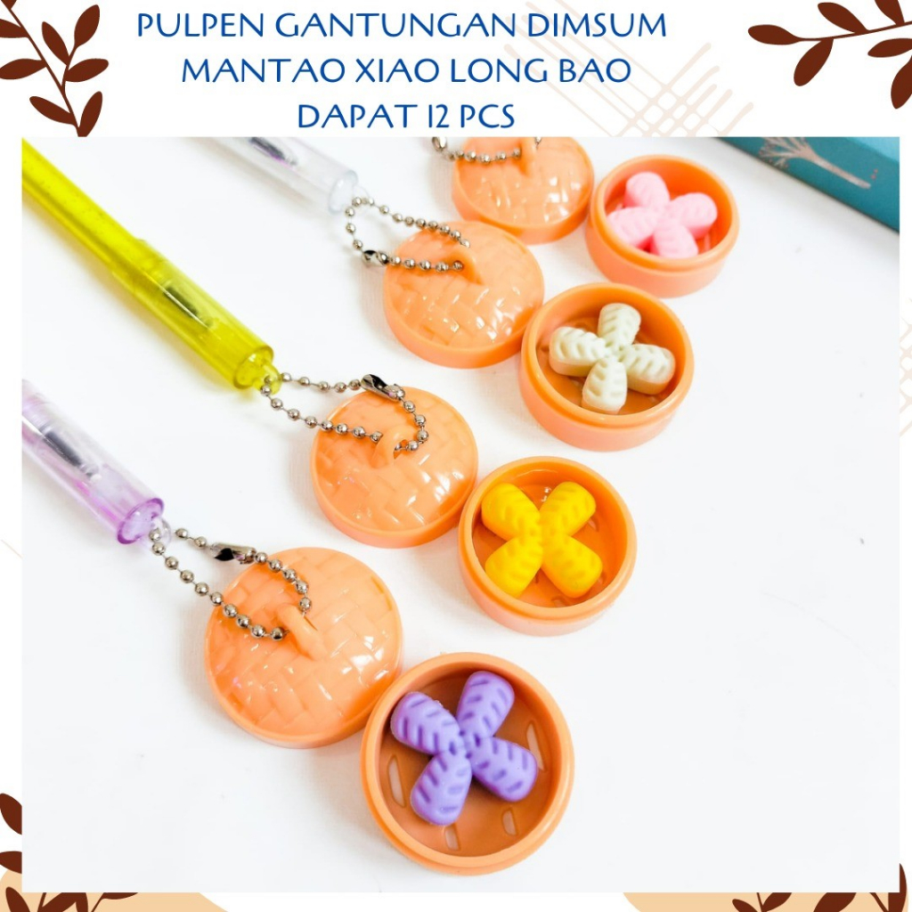 

SELUSIN PULPEN DIMSUM MANTAO ISI 12 PCS XIAO LONG BAO MAKANAN UNIK GEL PEN KARAKTER LUCU