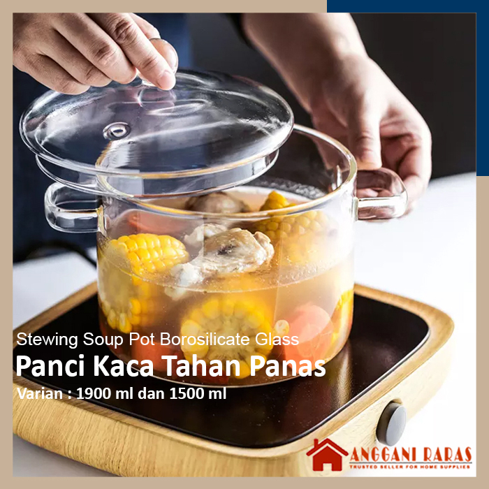 Panci Kaca Panci Kaca Tahan Panas Panci Masak Rebus Serbaguna Kaca Tahan Panas Stewing Soup Pot Boro