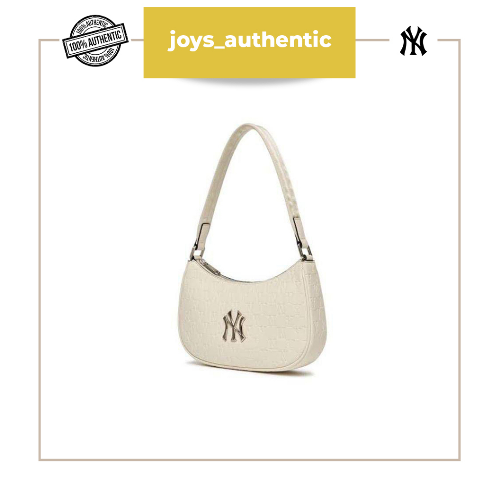 Tas wanita MLB NY Yankess Leather Putih White woman bag authentic original