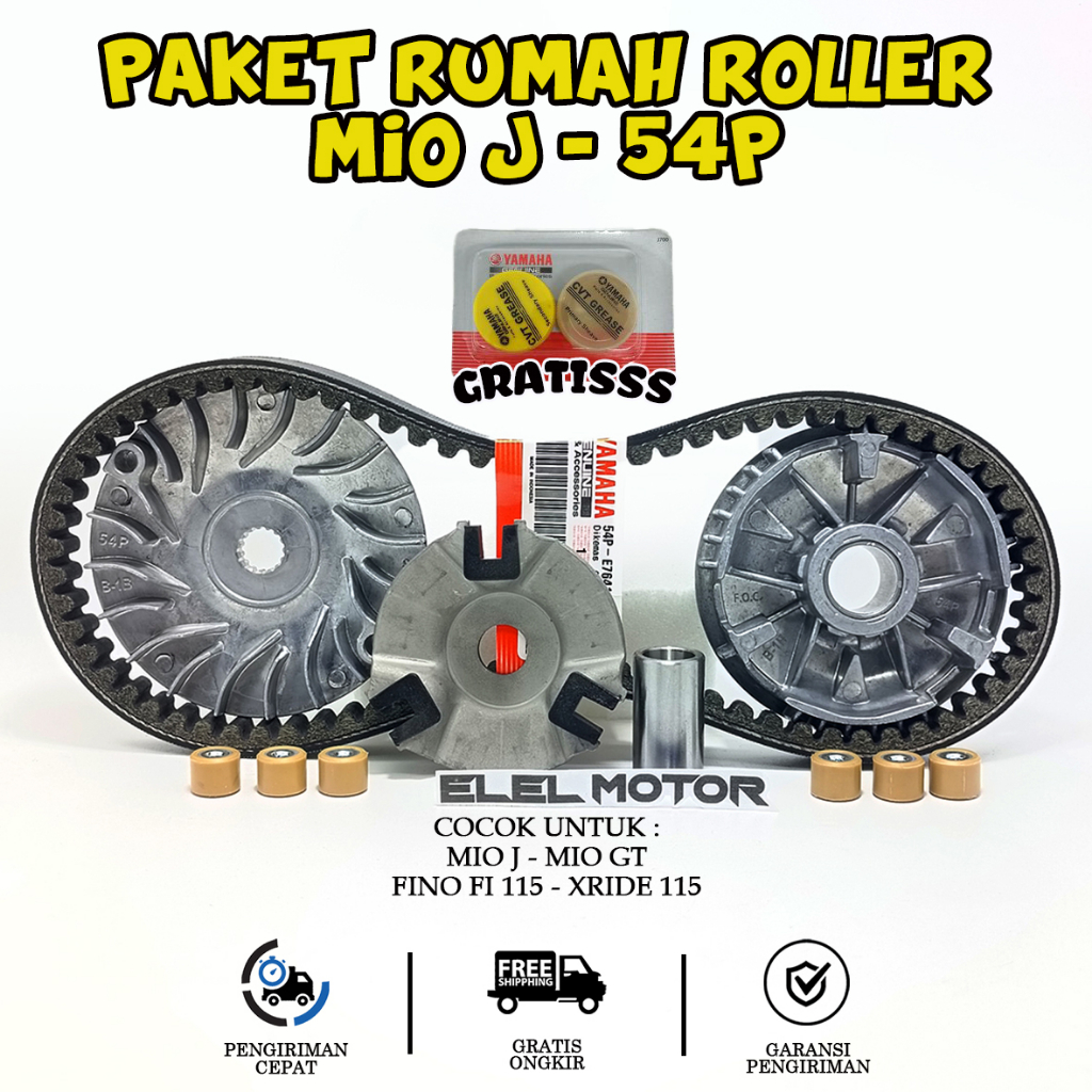 Paket Kirian Pully CVT Rumah Roller Vanbelt V Belt Mio J, Soul GT, Fino Fi, Xride 115 54P Full Set