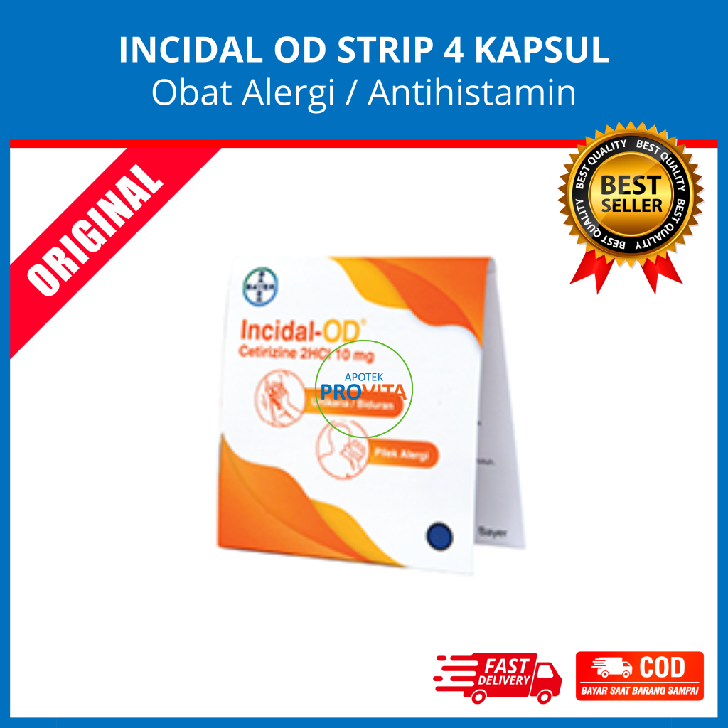 INCIDAL STRIP 4 KAPSUL - Obat Alergi Gatal Biduran Rhinitis Biang Keringat / Incidal od / Insidal / 