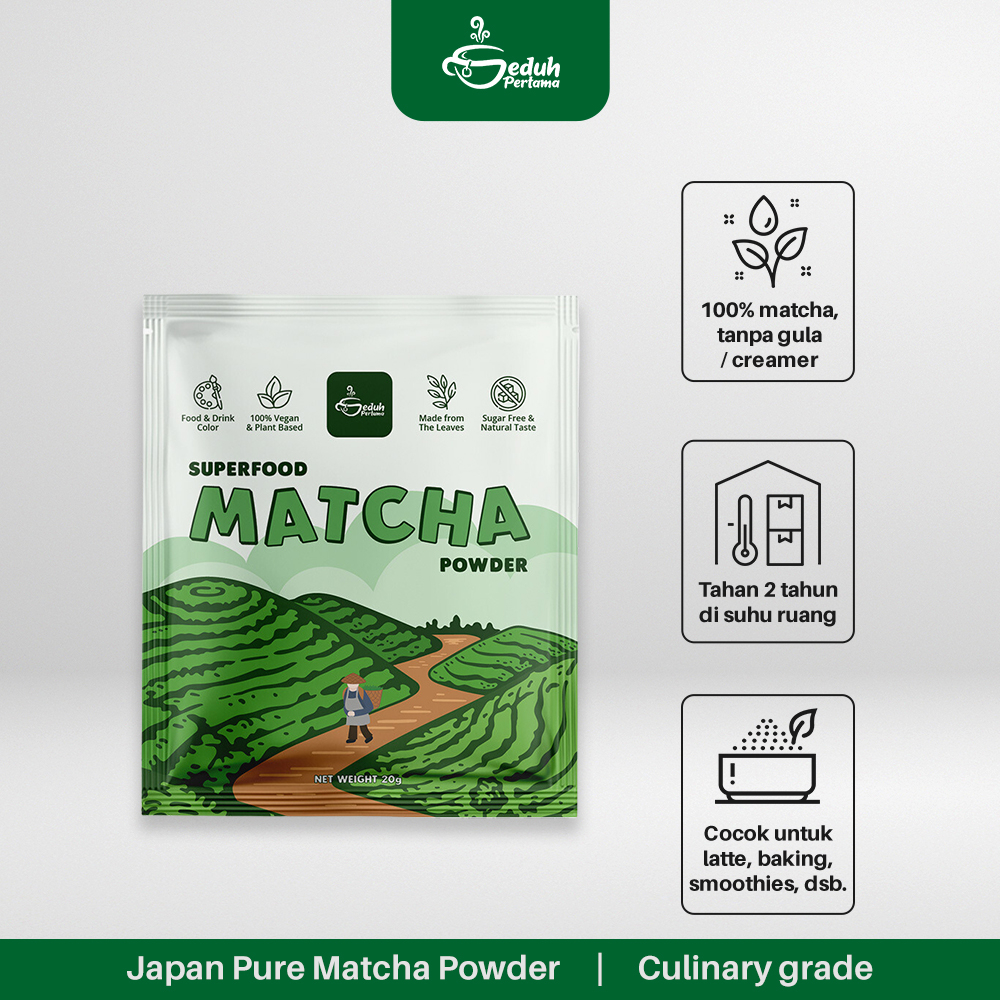 

Seduh Pertama Pure Matcha Powder Original 100% Tanpa Gula & Creamer
