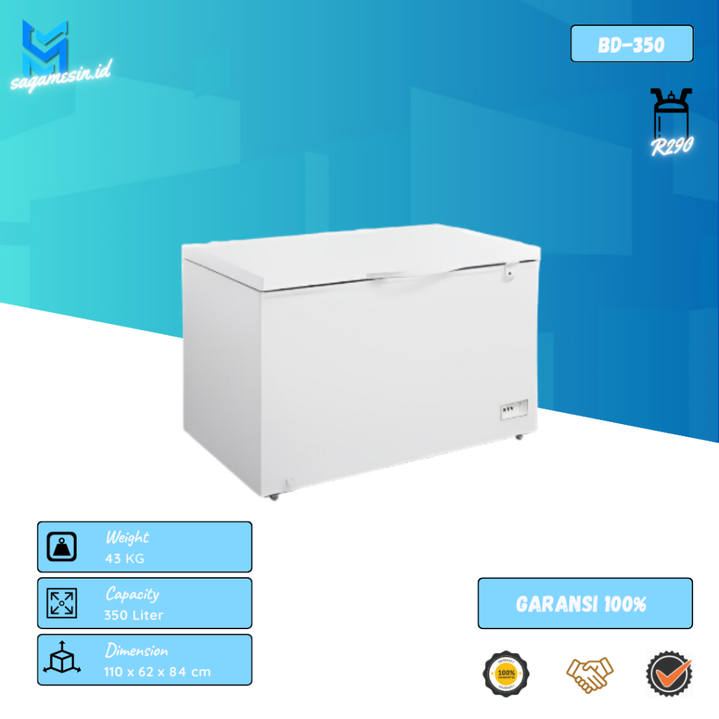Chest Freezer Crown BD-350 Crown Horeca Pendingin Freezer 1 Pintu I Mesin Penyimpan Daging I Freezer
