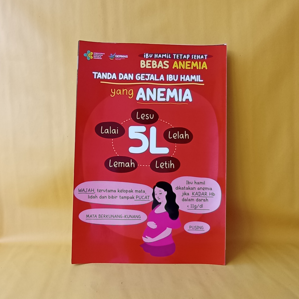 Poster Kesehatan | Poster Ibu Hamil Tetap Sehat Bebas Anemia | Poster 5L Tanda Gejala Anemia | Poste