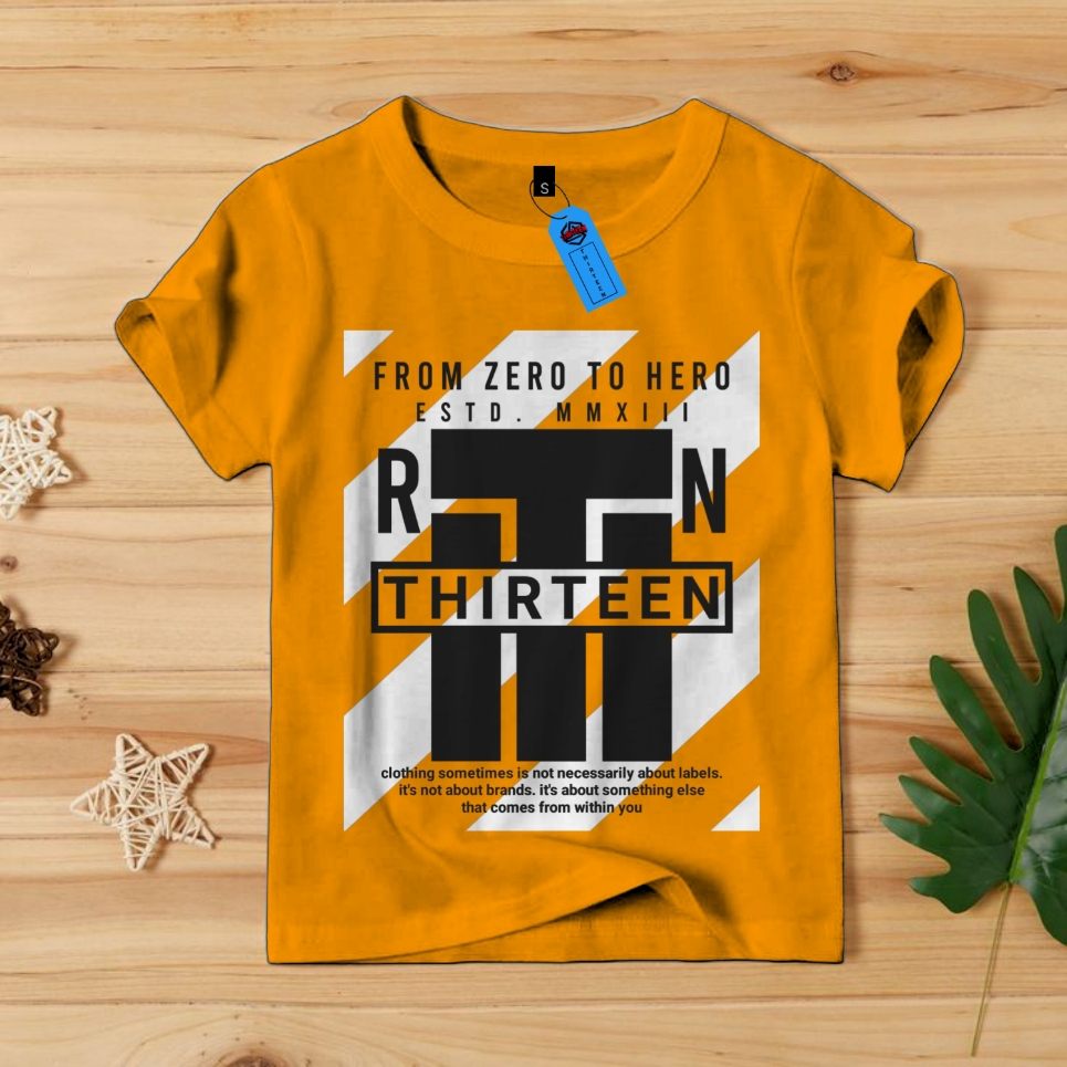 BAJU ANAK LAKI LAKI THIRTEEN CODE 219 MUSTARD || KAOS DISTRO ANAK THIRTEEN 1-14 TAHUN