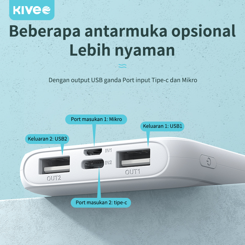 New Best Deals Kivee Powerbank 10000Mah + Fast Charge 2.4A Real Capacity