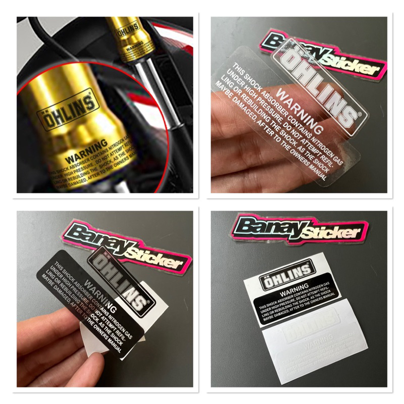 Stiker Stiker Shock Depan OHLINS Plus Warning