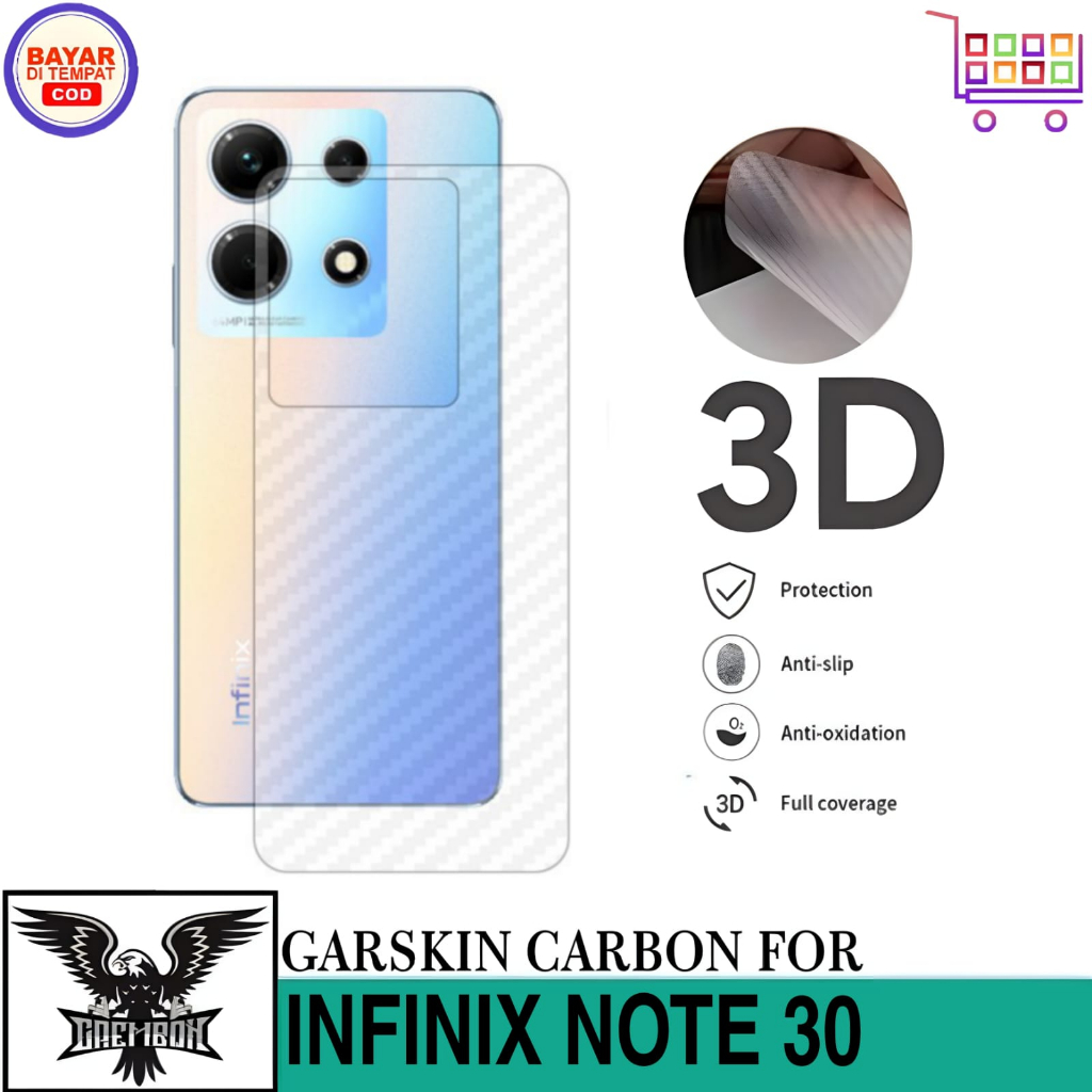 Promo Garskin Carbon INFINIX NOTE 30 Anti Gores Belakang Handphone Anti Lengket Bekas Lem