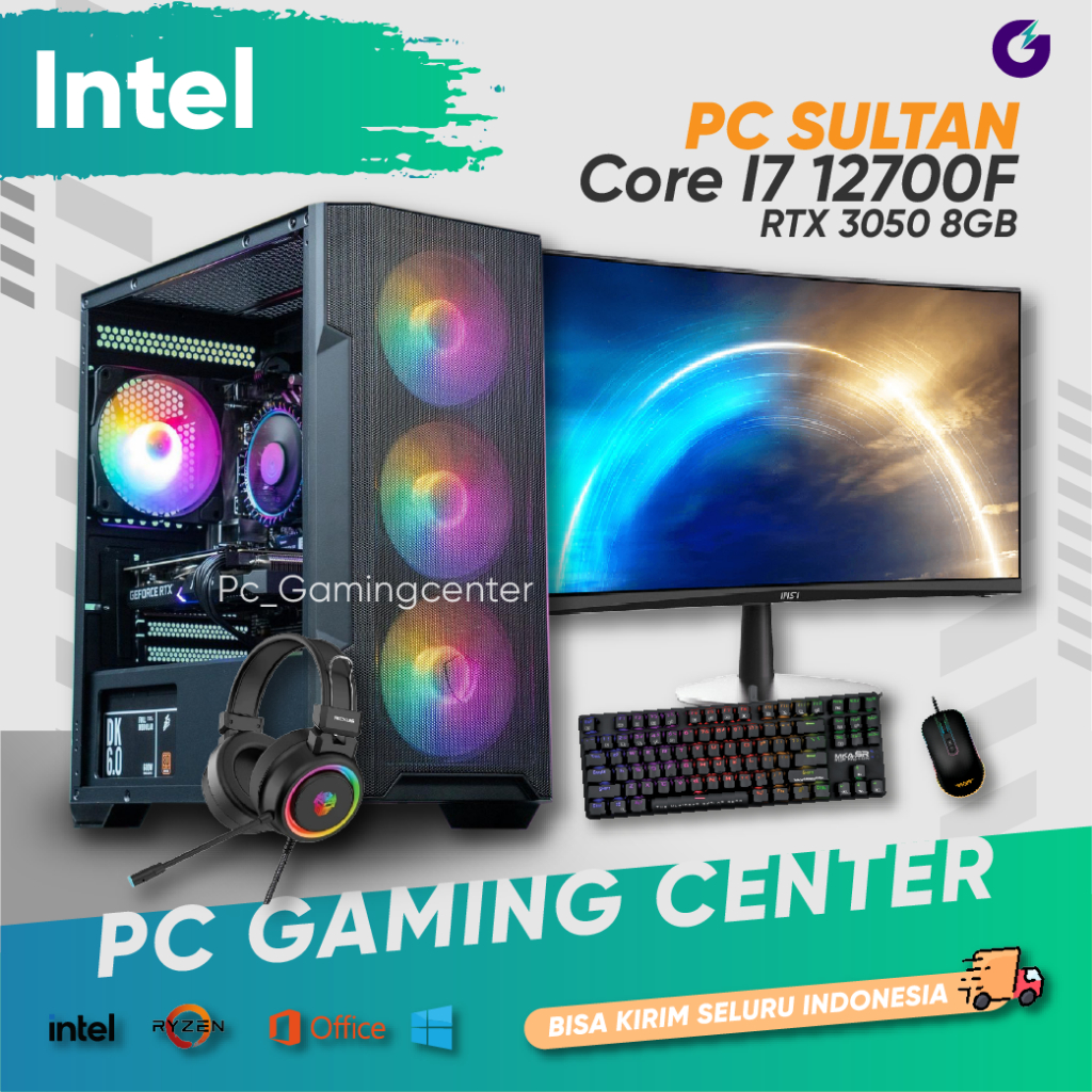 PC GAMING SULTAN INTEL CORE I7 12700F VGA RTX 3050 RAM 16GB HDD 1TB SSD 256GB KOMPUTER GAMING LIVE S
