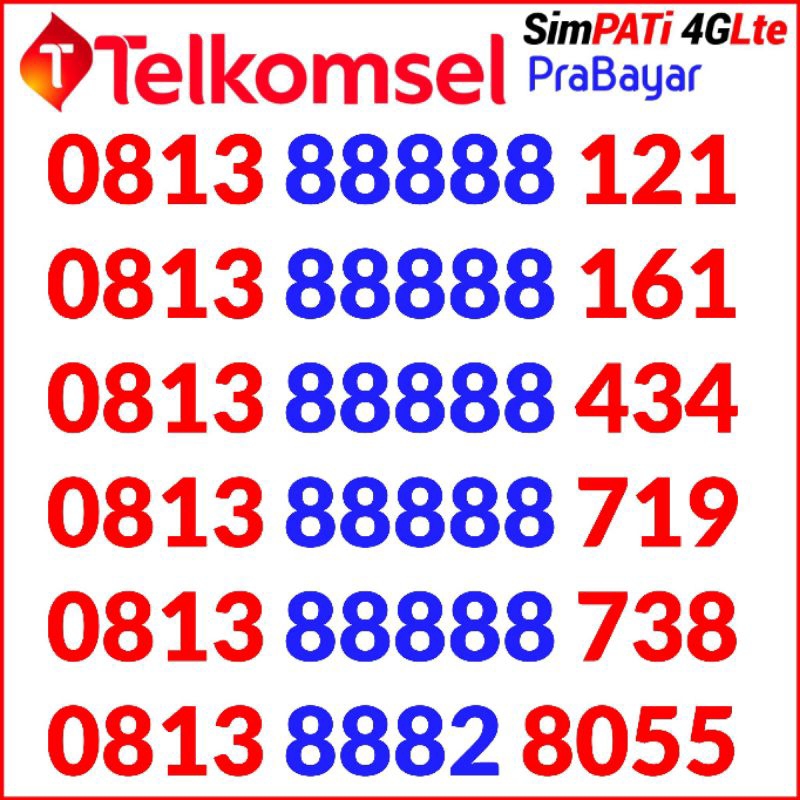 Nomor Cantik Simpati Kartu perdana Telkomsel 888888 Super Panca