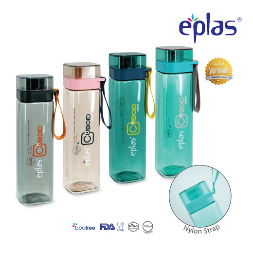 EPLAS Sport Water Bottle (700ml), Square Bottle,  Water Tumbler, Botol Air, BPA Free, Tritan EGSQ-700BPA