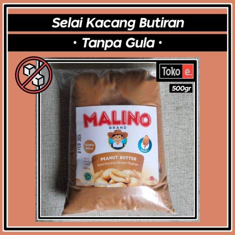 

Selai Kacang Butiran Peanut Butter Chunk Tanpa Gula 500gr • Malino Brand