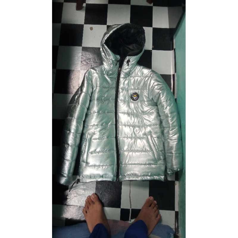 Jaket puffer Silver hologram
