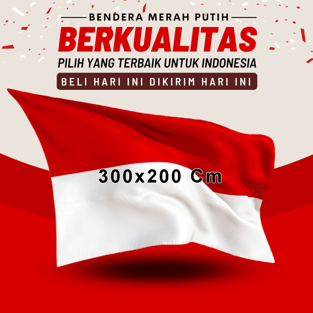 Bendera Merah Putih Bendera Indonesia Panjang Besar Jumbo Ukuran 300x200