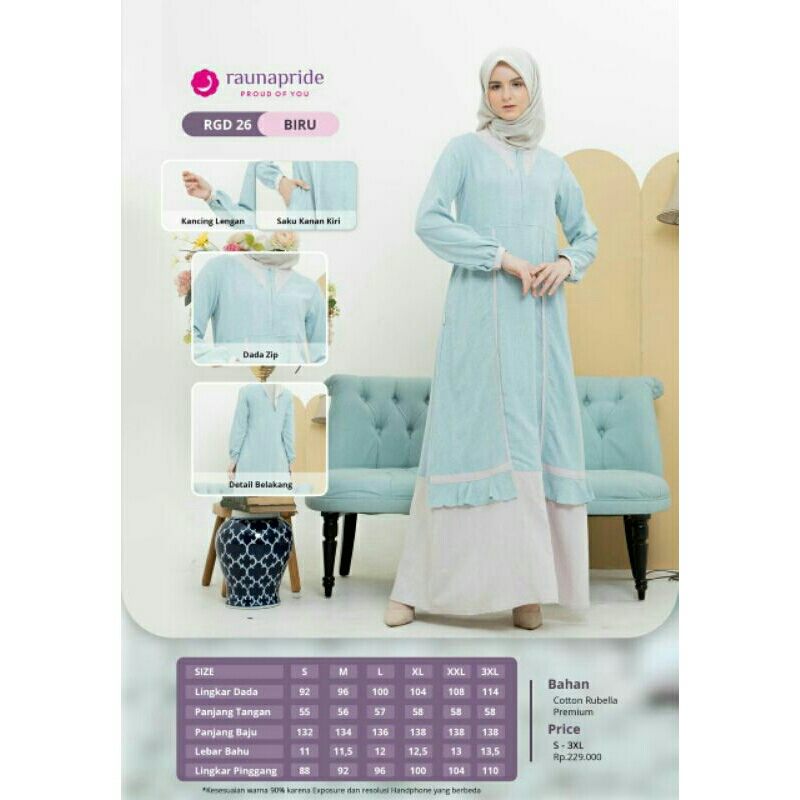 BAJU GAMIS RGD 26 BIRU BY RAUNA