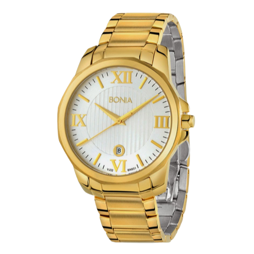 JAM TANGAN PRIA BONIA BN931-1213 GOLD WHITE ORIGINAL