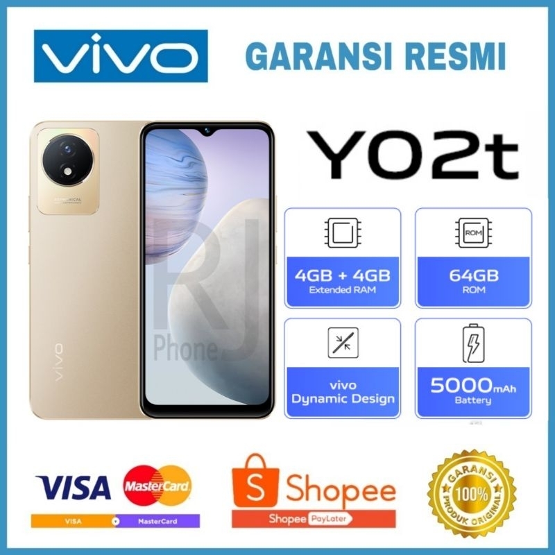 VIVO Y02t RAM 4+4GB/64GB   GARANSI RESMI