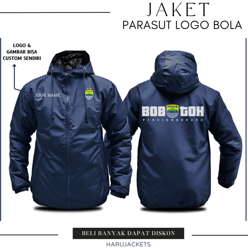 Jaket Persib Bandung Navyblue | Jaket Parasut Laki-laki Dewasa Logo Persib | Jaket Bola Persib